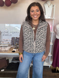 Leopard print puffer vest