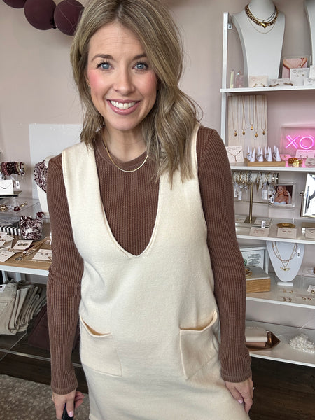 Waffle knit long sleeve top