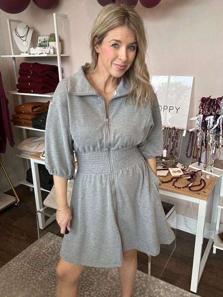 Grey puff sleeve dress
