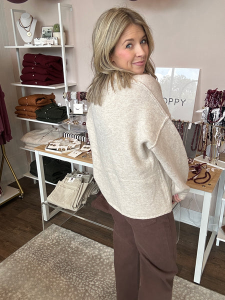 Gold button oatmeal cardigan