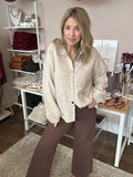 Gold button oatmeal cardigan