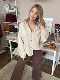 Gold button oatmeal cardigan