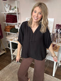 V-neck dolman sleeve top - black