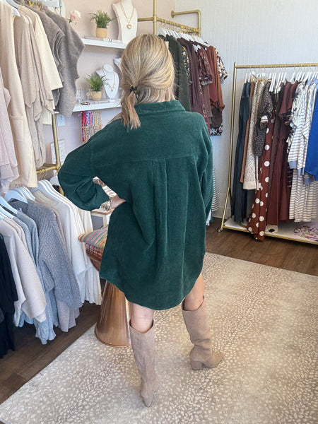 Corduroy shirt dress Hunter Green