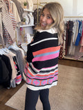 Half zip pullover color block sweater