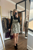 Denim Leopard Overall Dress - SALE