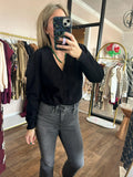 Black V-neck Button Front Cardigan *FLASH SALE*