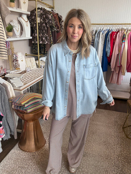 Washed heavy denim shirt