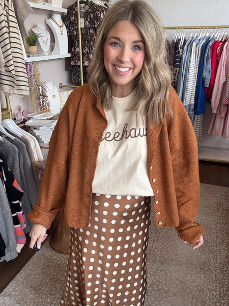 Polkadot Midi Skirt - Brown