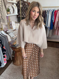 Polkadot Midi Skirt - Brown