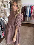 Brown ditsy floral swing dress