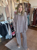Brown striped fleece oversized top