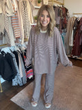 Brown striped fleece lounge pants