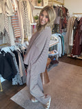 Brown striped fleece oversized top