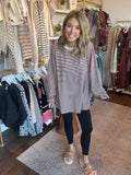 Brown striped fleece oversized top