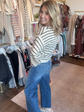 Oatmeal and heather stripe sweater