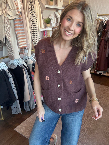 Floral embroidered vest
