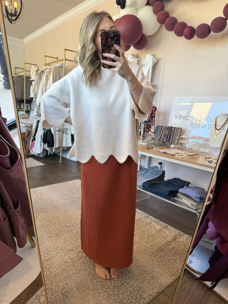 Jersey knit midi dress - dark pumpkin