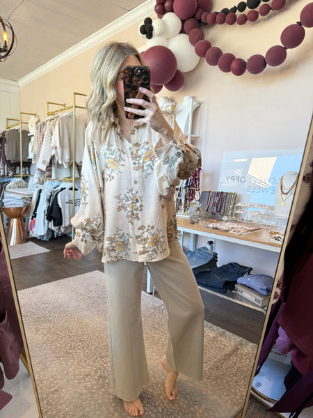 Golden Floral Button Down