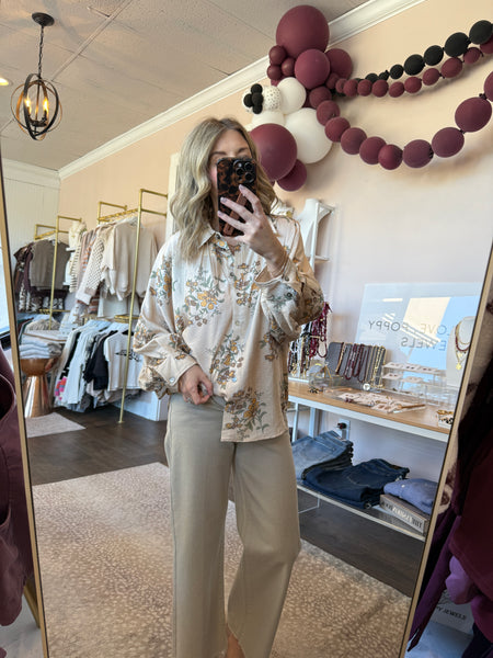 Golden Floral Button Down