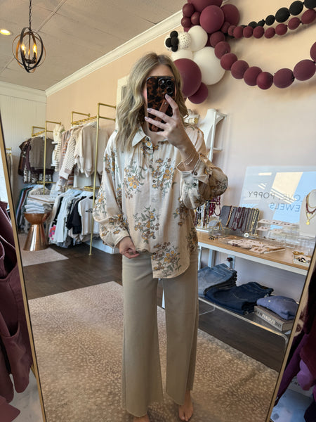 Golden Floral Button Down