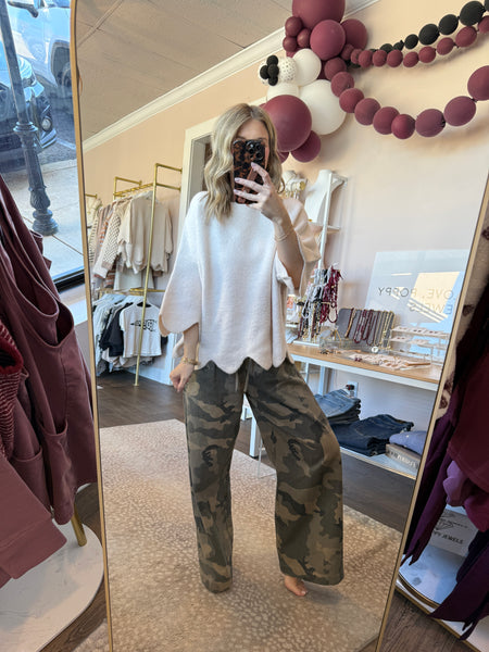 Camo front tie pants