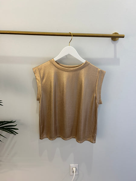 Gold Cap Sleeve Top