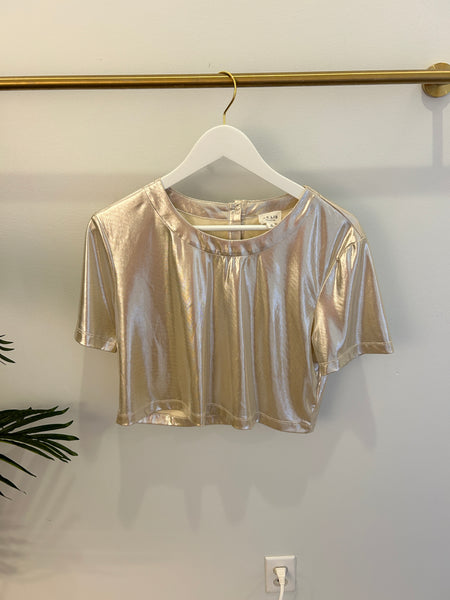 Gold Cropped T Shirt Style Top