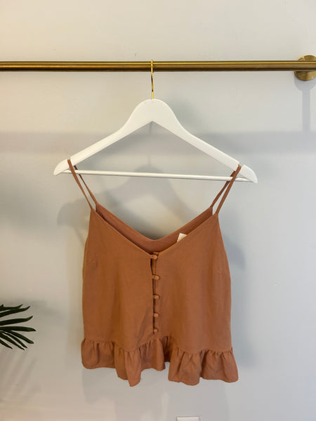 Brown Button Detail Tank