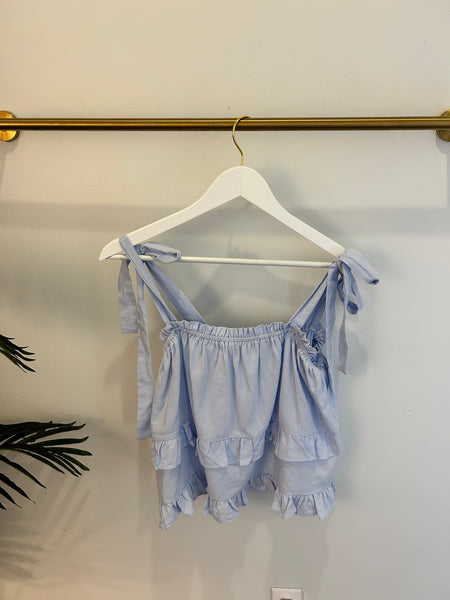 Blue Ruffle Tank