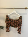Brown Floral Skirt Set