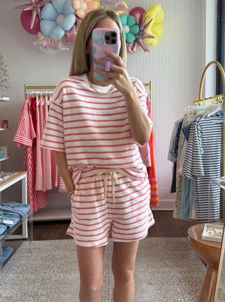 Red Terry Shorts Set