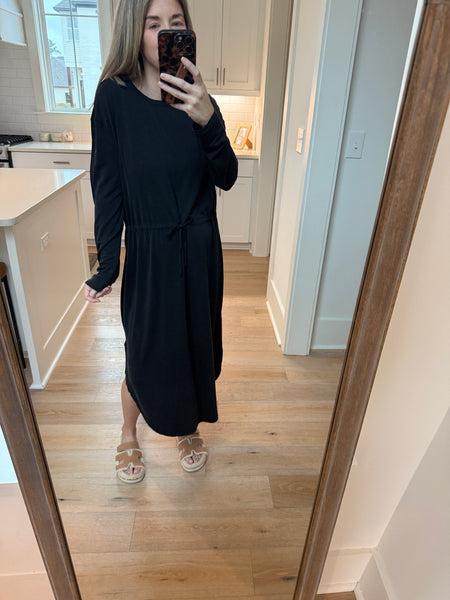 Drawstring waist midi - Black