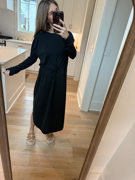 Drawstring waist midi - Black