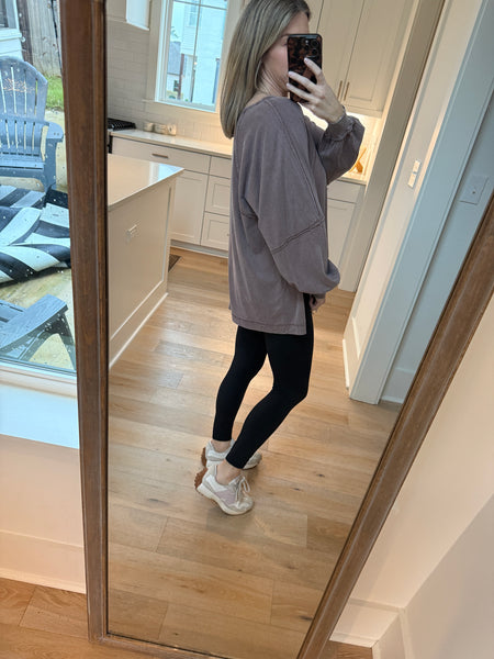 Washed oversized longsleeve tee - Chestnut