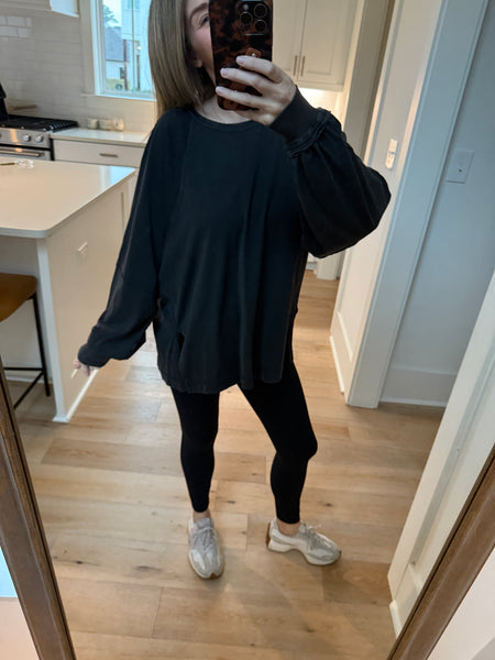 Washed oversized longsleeve tee - Black