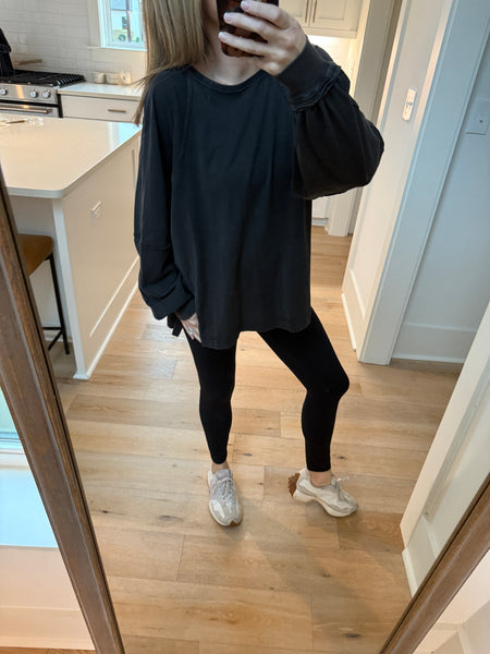 Washed oversized longsleeve tee - Black