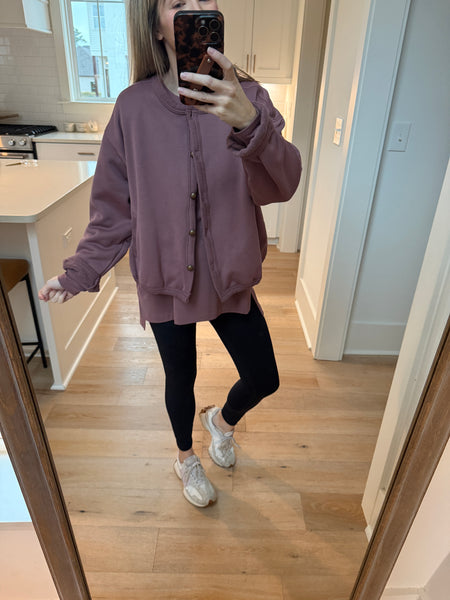 High low long sleeve top - deep navy