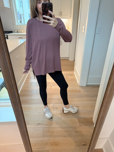 High low long sleeve top - deep navy