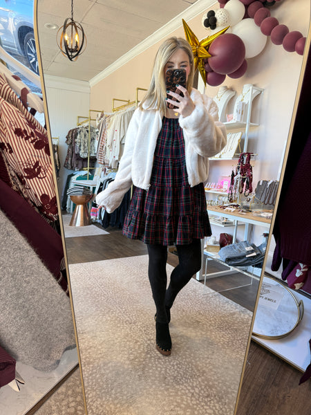 Zip Up Cream Fur Jacket