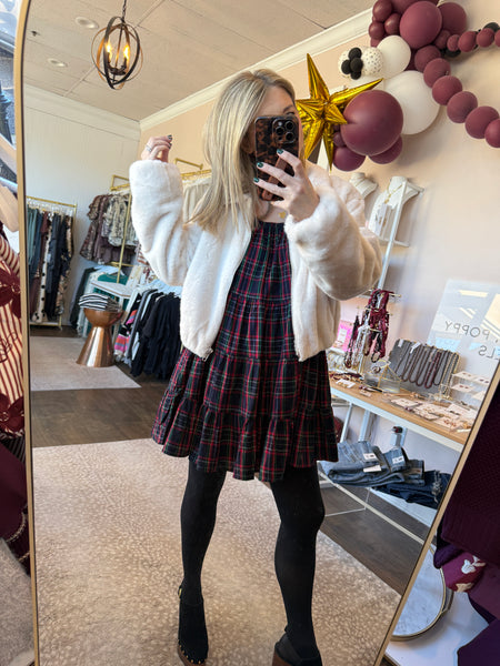 Zip Up Cream Fur Jacket