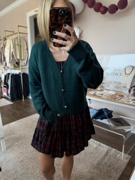 Heart button sweater - deep green