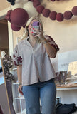 Burgundy Floral Sleeve Blouse