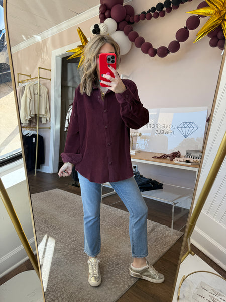 Corduroy Shirt -Dark Cherry