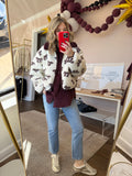 Maroon bow sherpa jacket