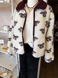 Maroon bow sherpa jacket