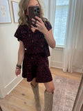 Wine Animal Print Skirt Set - 2pcs