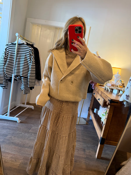 Soft knit boxy sweater with hood