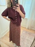 Burlwood & Blue Ditsy Floral Maxi Skirt
