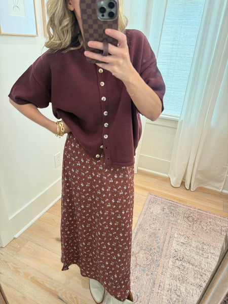 Burlwood & Blue Ditsy Floral Maxi Skirt